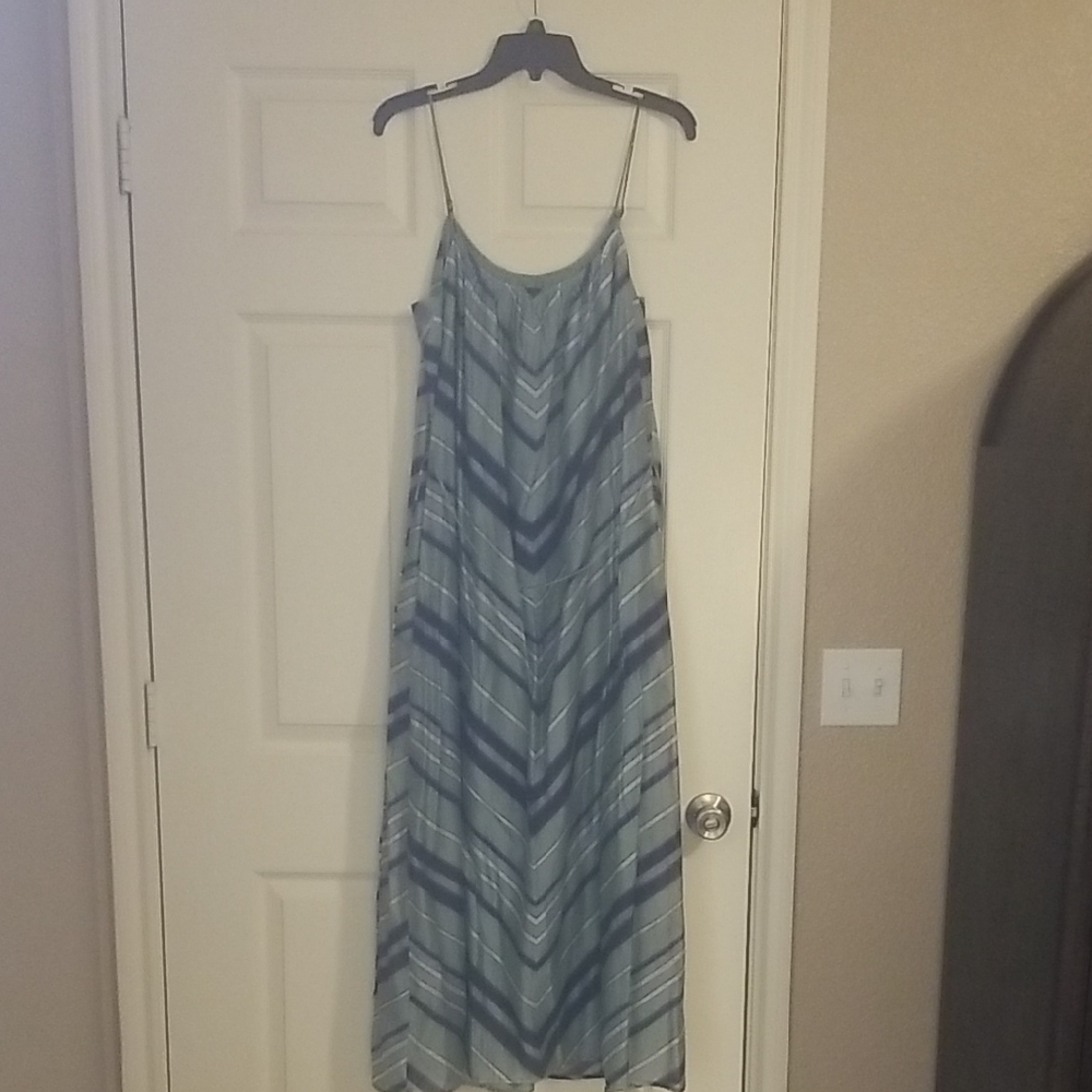 Banana Republic Blue Chevron Maxi Dress with Spaghetti Straps
